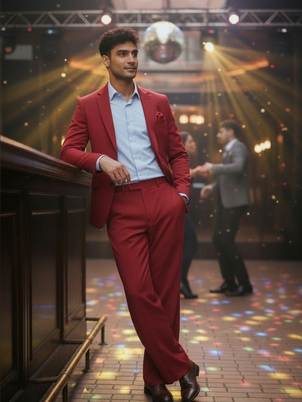 Vtg D'AGOSTINO Men's Red Dress Pants 36x32 Polyester Disco Leisure Slacks Retro